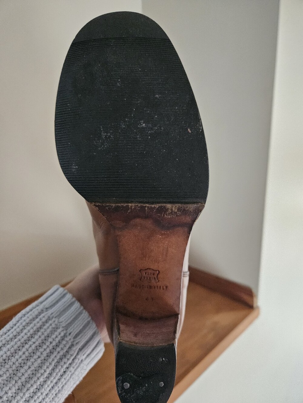 70's Italian Cognac Leather Knee High Riding Heeled Boots *flawed* - Picture 9 of 16